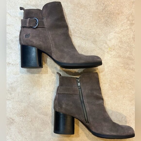 Born Side Zip Ankle Booties Gray Size 7 EUC - Picture 1 of 7